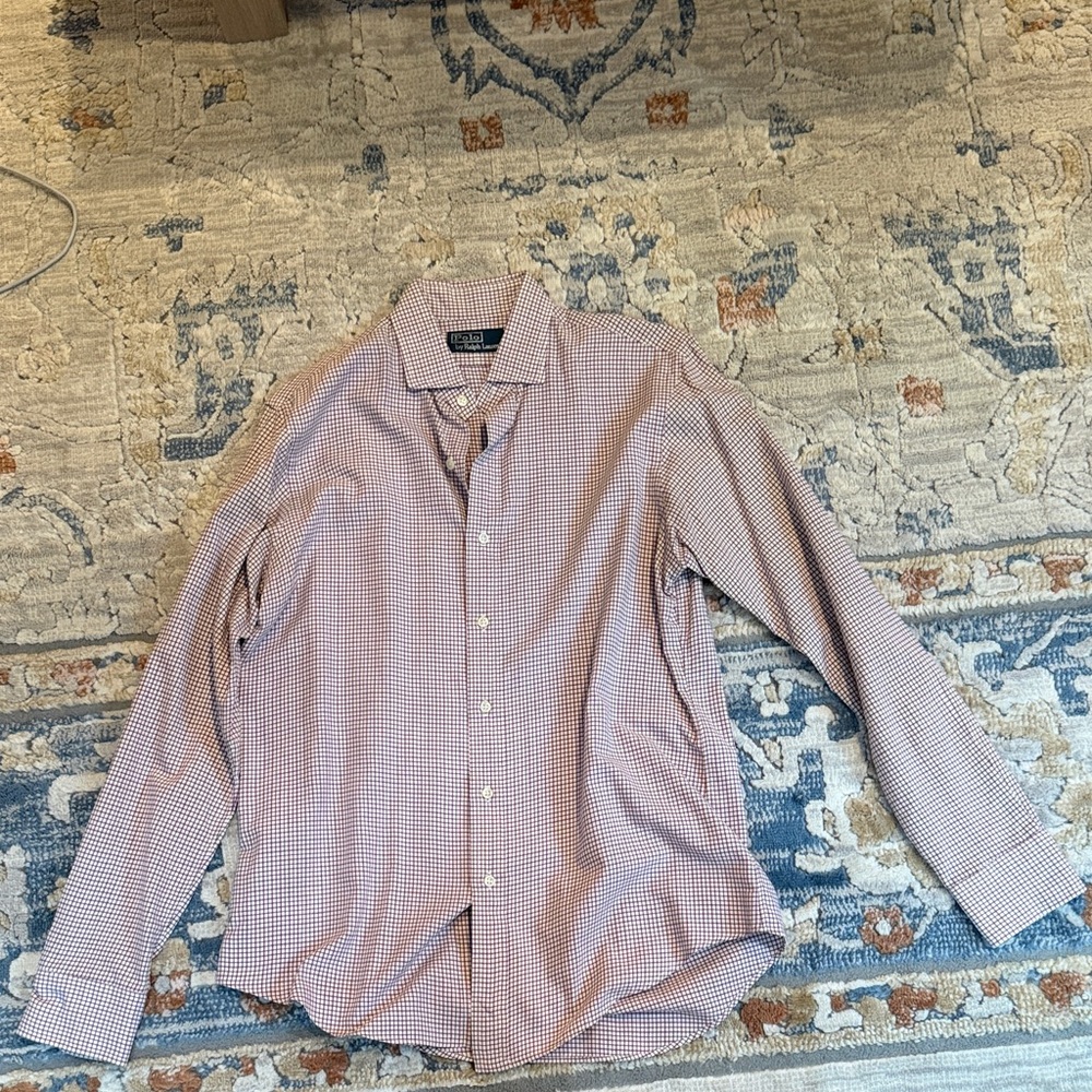 Ralph Lauren Men's Red and White Checkered Shirt